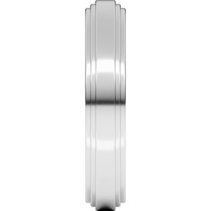 18K Yellow Or White Or Rose Gold Double Stepped-Edge Flat Band
