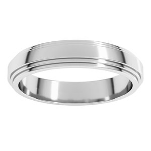 14K Yellow Or White Or Rose Gold Double Stepped-Edge Flat Band