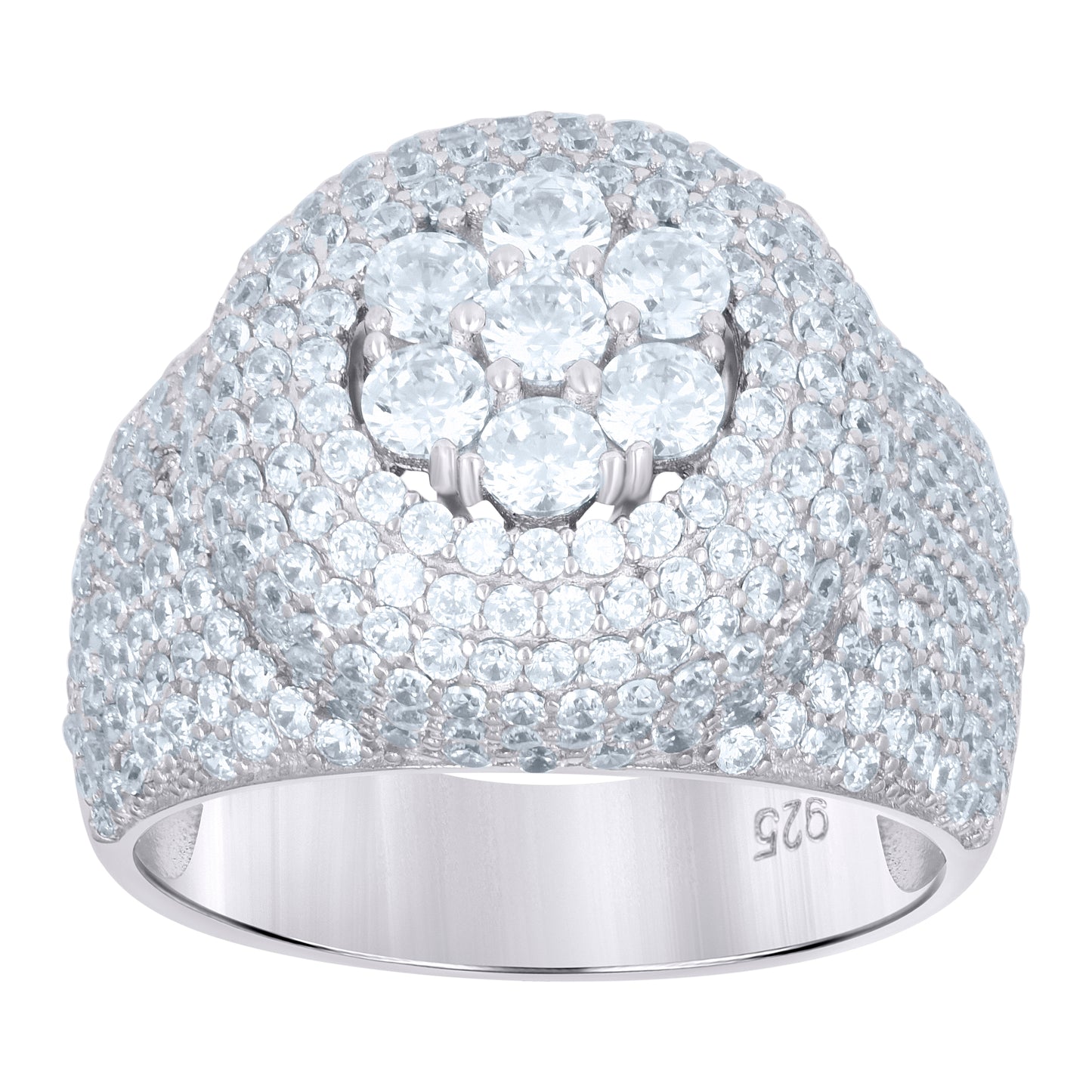 Sterling Silver Men's Cubic-Zirconia Fashion Bridal Anniversary Wedding Engagement Band Ring