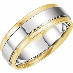 14K Yellow Or White Or Rose Gold Inlay Flat Comfort-Fit Band