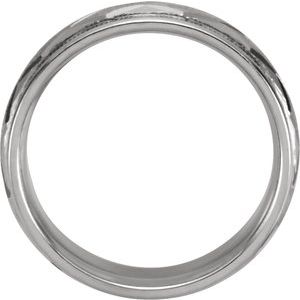 10K Yellow Or White Gold 7 mm Milgrain Edge Geometric Faceted Comfort-Fit Half Round Band