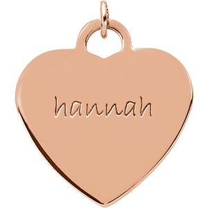 14K Rose Gold 24 X 23 Mm Polished Posh Mommy Engravable Heart Pendant