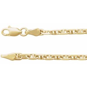 14K Yellow Gold Diamond-Cut Anchor Chain, Length: 20 In, Width: 2.6 Mm