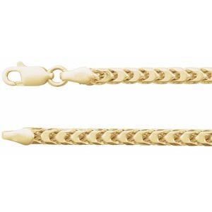 14K Yellow Gold Hollow Diamond-Cut Franco Chain, Length: 8 In, Width: 3.4 Mm