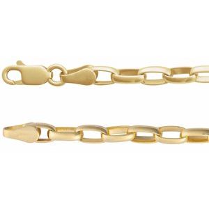 18K Yellow Gold-Plated Sterling Silver Lobster Clasp Puffed Oval Cable Chain, Length: 18 In, Width: 3.9 Mm