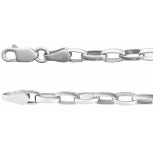 Sterling Silver Lobster Clasp Puffed Oval Cable Chain, Length: 7 In, Width: 3.9 Mm