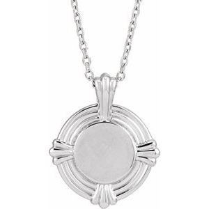 Sterling Silver 16.6 X 13.65 Mm 16-18 In Polished Engravable Sculptural Necklace
