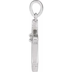 14K White Gold Round 1.5Mm G-H I1 .015 Ct Natural Diamond Solitaire Cross Pendant