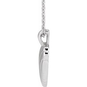 Sterling Silver 15.74 X 12.98 Mm 16-18 In Polished Ribbed Heart Necklace