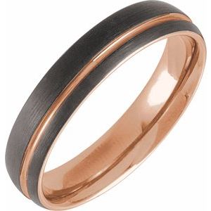 18K Rose Gold PVD & Black PVD Tungsten 5 mm Grooved Band