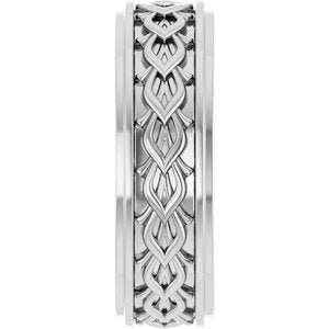 Platinum Double Stepped-Edge Sculptural Flat Band