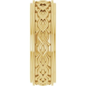 18k Yellow Or White Or Rose Gold Double Stepped-Edge Sculptural Flat Band