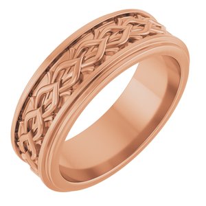 18k Yellow Or White Or Rose Gold Double Stepped-Edge Sculptural Flat Band