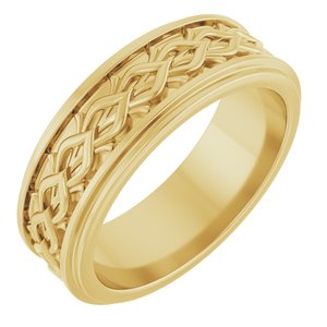 10k Yellow Or White Or Rose Gold Double Stepped-Edge Sculptural Flat Band