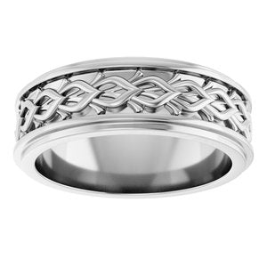 18k Yellow Or White Or Rose Gold Double Stepped-Edge Sculptural Flat Band