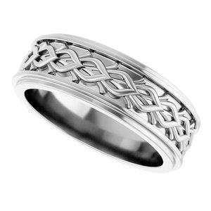 10k Yellow Or White Or Rose Gold Double Stepped-Edge Sculptural Flat Band