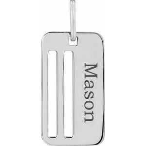 14K White Gold 31 X 14 Mm Polished Engravable Dog Tag
