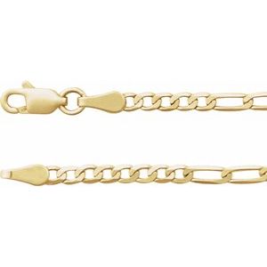 14K Yellow Gold Fancy Figaro Chain, Length: 24 In, Width: 2.5 Mm