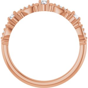 14K Rose Gold Natural Diamond Round 2.5 Mm Natural Diamond Polished 1/5 Ctw Natural Diamond  Vintage-Inspired Anniversary Band Size 7