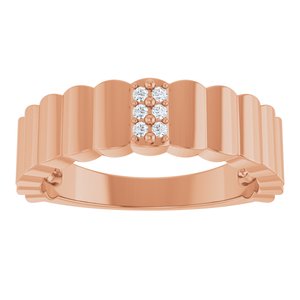 14K Rose Gold Natural Diamond Round 1.2 Mm Polished .04 Ctw Natural Diamond Cigar Ring Size 7