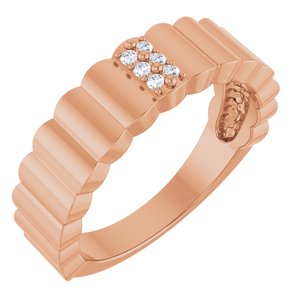 14K Rose Gold Natural Diamond Round 1.2 Mm Polished .04 Ctw Natural Diamond Cigar Ring Size 7