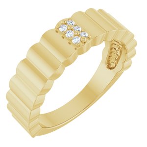 14K Yellow Gold Natural Diamond Round 1.2 Mm Polished .04 Ctw Natural Diamond Cigar Ring Size 7