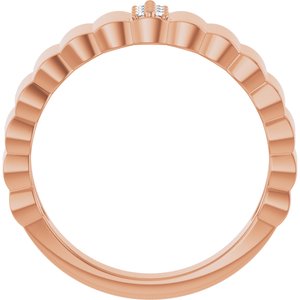 14K Rose Gold Natural Diamond Round 1.2 Mm Polished .04 Ctw Natural Diamond Cigar Ring Size 7