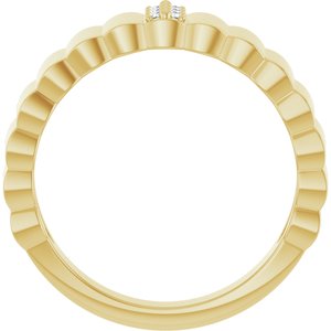 14K Yellow Gold Natural Diamond Round 1.2 Mm Polished .04 Ctw Natural Diamond Cigar Ring Size 7