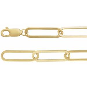 14K Yellow Gold Or Gold Filled Or Sterling Silver Lobster Clasp Paperclip-Style Chain, Width: 6.2 Mm