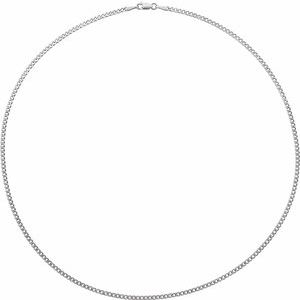 14K White Gold Curb Chain, Length: 18 In, Width: 2.35 Mm
