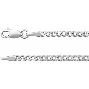 14K White Gold Curb Chain, Length: 18 In, Width: 2.35 Mm