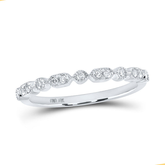 10K White Gold Womens Round Diamond Stackable Band Ring 1/8 Cttw, Womens Size: 5-10