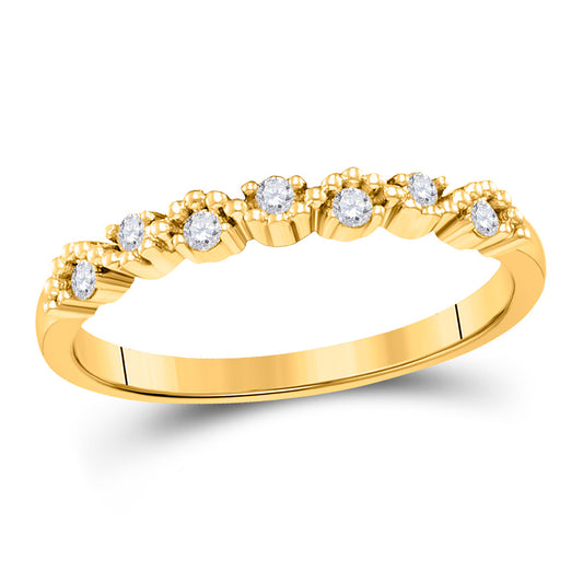 10K Yellow Gold Womens Round Diamond Stackable Band Ring 1/8 Cttw, Womens Size: 5-10