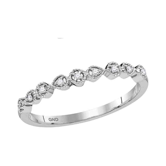10K White Gold Womens Round Diamond Stackable Band Ring 1/20 Cttw, Womens Size: 5-10