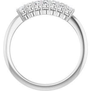 14K White Gold Round 2 Mm Polished 1/5 Ctw Lab-Grown Diamond 7-Stone Anniversary Band Size 7