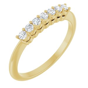 14K Yellow Gold Round 2 Mm Polished 1/5 Ctw Lab-Grown Diamond 7-Stone Anniversary Band Size 7
