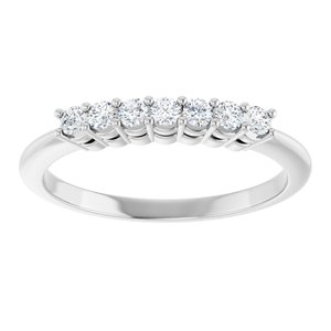 14K White Gold Round 2 Mm Polished 1/5 Ctw Lab-Grown Diamond 7-Stone Anniversary Band Size 7