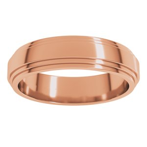 18K Yellow Or White Or Rose Gold Double Stepped-Edge Flat Band