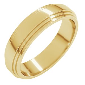 18K Yellow Or White Or Rose Gold Double Stepped-Edge Flat Band
