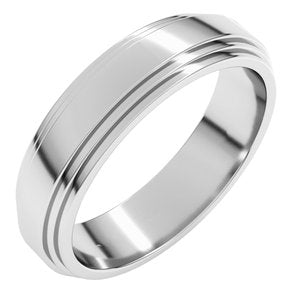 10K Yellow Or White Or Rose Gold Double Stepped-Edge Flat Band