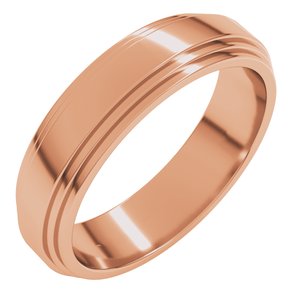 18K Yellow Or White Or Rose Gold Double Stepped-Edge Flat Band