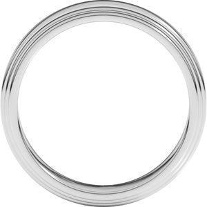 14K Yellow Or White Or Rose Gold Double Stepped-Edge Flat Band