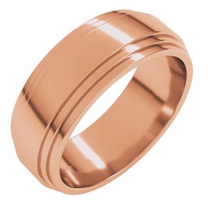 10K Yellow Or White Or Rose Gold Double Stepped-Edge Flat Band