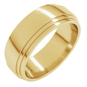 14K Yellow Gold 7 Mm Flat Double Stepped Edge Band Size 10