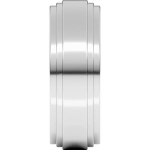 Sterling Silver Double Stepped-Edge Flat Band