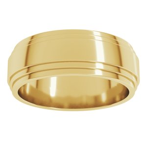 14K Yellow Gold 7 Mm Flat Double Stepped Edge Band Size 10