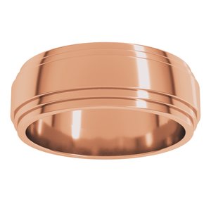 14K Yellow Or White Or Rose Gold Double Stepped-Edge Flat Band