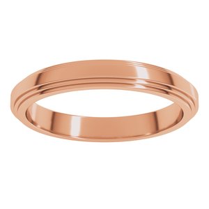 14K Yellow Or White Or Rose Gold Double Stepped-Edge Flat Band