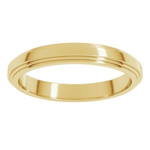 18K Yellow Or White Or Rose Gold Double Stepped-Edge Flat Band