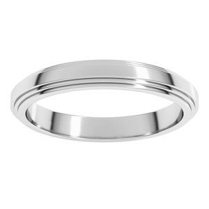 14K Yellow Or White Or Rose Gold Double Stepped-Edge Flat Band